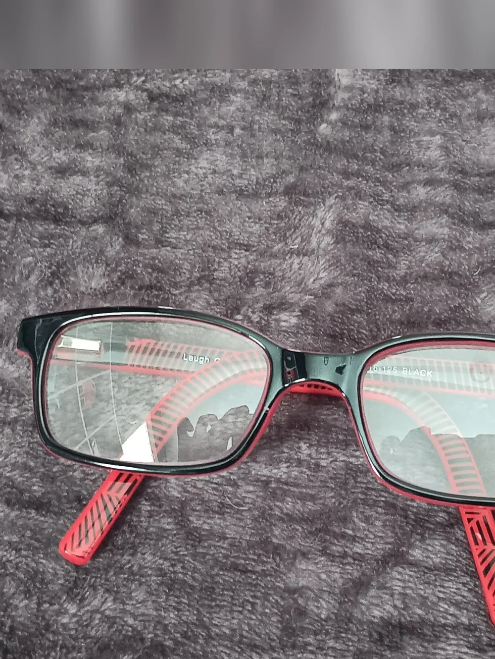 LOL- Black/Red Geometric Pattern Rectangular Kids Eyeglass Frames 46-16-125